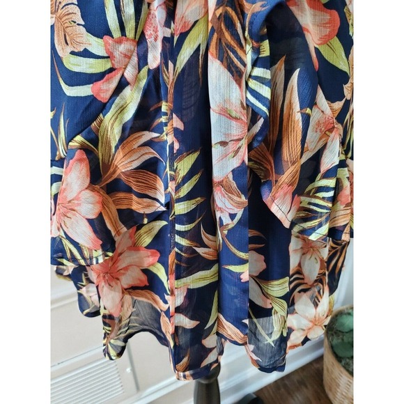 Fashion Nova Women's Blue Floral Polyester V-Neck Sleeveless Ruffle Mini Dress S - Picture 4 of 12